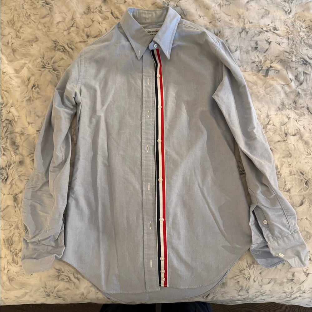 Thom Browne Button Down Shirt with Striped Trim